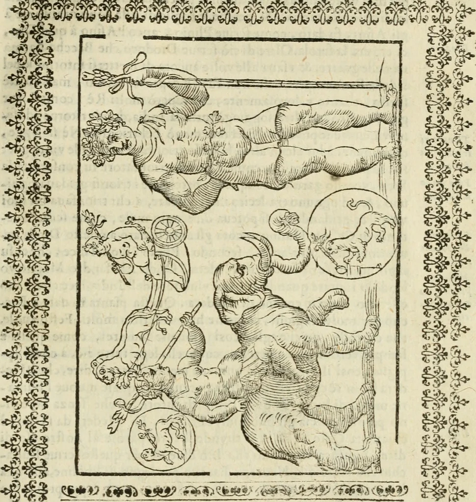 An illustration from Le vere e nove imagini de gli dei delli antichi di Vicenzo Cartari Reggiano. Ridotte da capo a piedi in questa nouissima impressione alle loro reali, & non piu per l'adietro osseruate simiglianze. Cauate da' marmi, bronzi, medaglie, gioie, & altre memorie antiche;, 1615, leaf 414