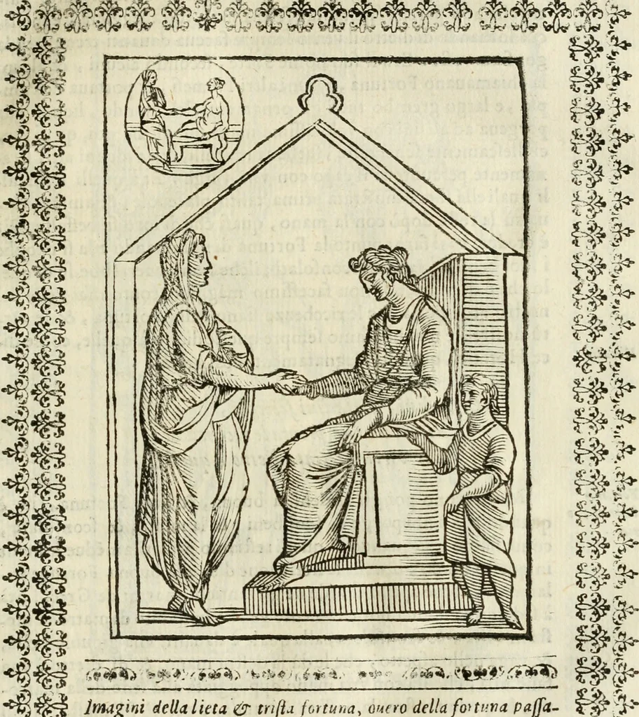 An illustration from Le vere e nove imagini de gli dei delli antichi di Vicenzo Cartari Reggiano. Ridotte da capo a piedi in questa nouissima impressione alle loro reali, & non piu per l'adietro osseruate simiglianze. Cauate da' marmi, bronzi, medaglie, gioie, & altre memorie antiche;, 1615, leaf 442