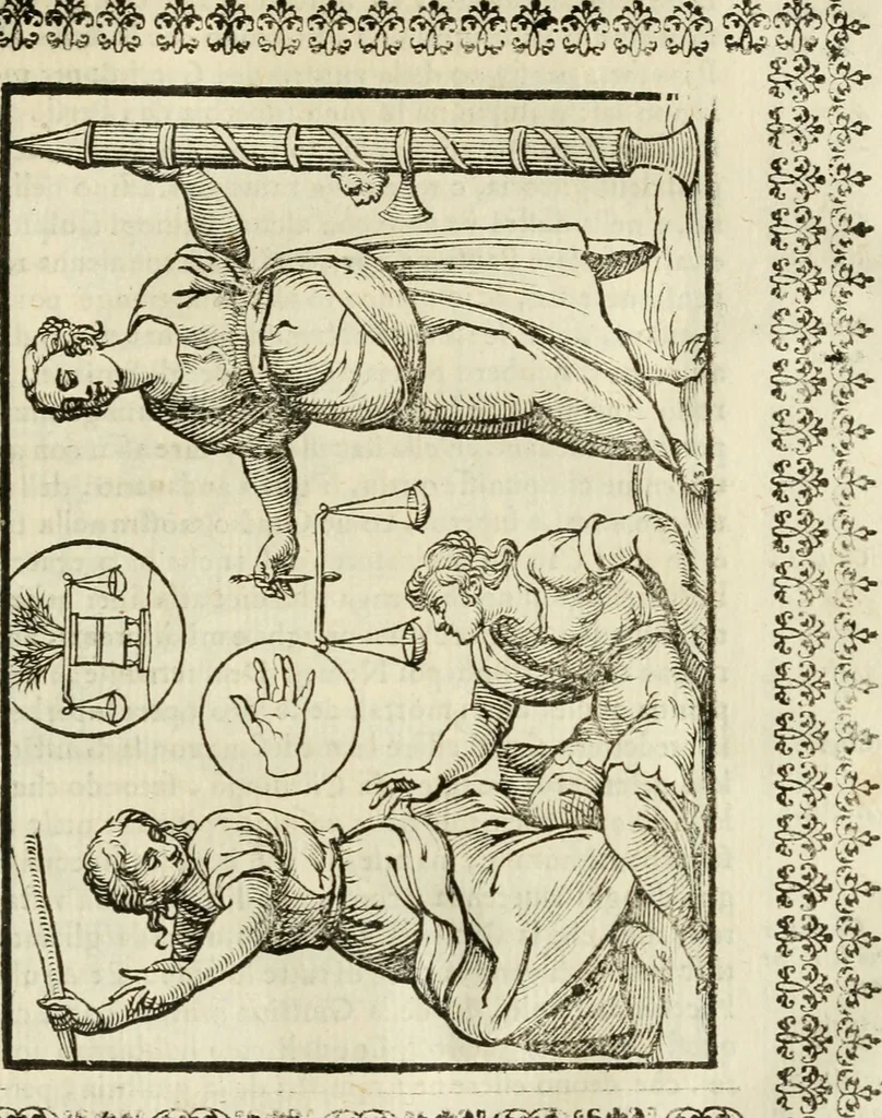 An illustration from Le vere e nove imagini de gli dei delli antichi di Vicenzo Cartari Reggiano. Ridotte da capo a piedi in questa nouissima impressione alle loro reali, & non piu per l'adietro osseruate simiglianze. Cauate da' marmi, bronzi, medaglie, gioie, & altre memorie antiche;, 1615, leaf 446