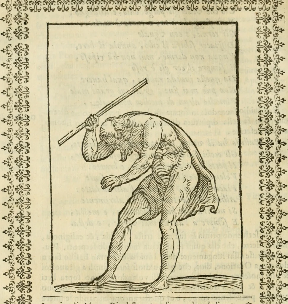 An illustration from Le vere e nove imagini de gli dei delli antichi di Vicenzo Cartari Reggiano. Ridotte da capo a piedi in questa nouissima impressione alle loro reali, & non piu per l'adietro osseruate simiglianze. Cauate da' marmi, bronzi, medaglie, gioie, & altre memorie antiche;, 1615, leaf 453