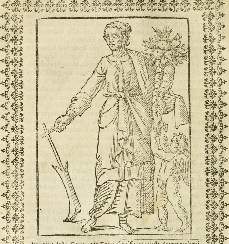 An illustration from Le vere e nove imagini de gli dei delli antichi di Vicenzo Cartari Reggiano. Ridotte da capo a piedi in questa nouissima impressione alle loro reali, & non piu per l'adietro osseruate simiglianze. Cauate da' marmi, bronzi, medaglie, gioie, & altre memorie antiche;, 1615, leaf 463