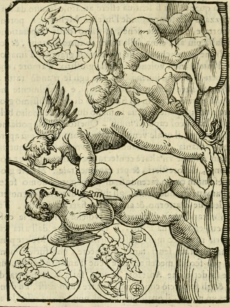 An illustration from Le vere e nove imagini de gli dei delli antichi di Vicenzo Cartari Reggiano. Ridotte da capo a piedi in questa nouissima impressione alle loro reali, & non piu per l'adietro osseruate simiglianze. Cauate da' marmi, bronzi, medaglie, gioie, & altre memorie antiche;, 1615, leaf 477