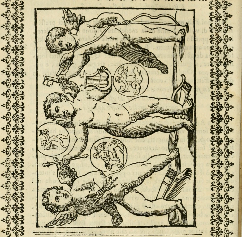 An illustration from Le vere e nove imagini de gli dei delli antichi di Vicenzo Cartari Reggiano. Ridotte da capo a piedi in questa nouissima impressione alle loro reali, & non piu per l'adietro osseruate simiglianze. Cauate da' marmi, bronzi, medaglie, gioie, & altre memorie antiche;, 1615, leaf 491