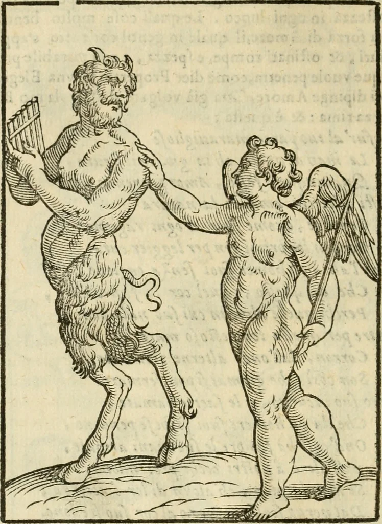 An illustration from Le vere e nove imagini de gli dei delli antichi di Vicenzo Cartari Reggiano. Ridotte da capo a piedi in questa nouissima impressione alle loro reali, & non piu per l'adietro osseruate simiglianze. Cauate da' marmi, bronzi, medaglie, gioie, & altre memorie antiche;, 1615, leaf 493