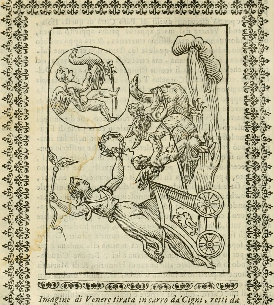 An illustration from Le vere e nove imagini de gli dei delli antichi di Vicenzo Cartari Reggiano. Ridotte da capo a piedi in questa nouissima impressione alle loro reali, & non piu per l'adietro osseruate simiglianze. Cauate da' marmi, bronzi, medaglie, gioie, & altre memorie antiche;, 1615, leaf 507