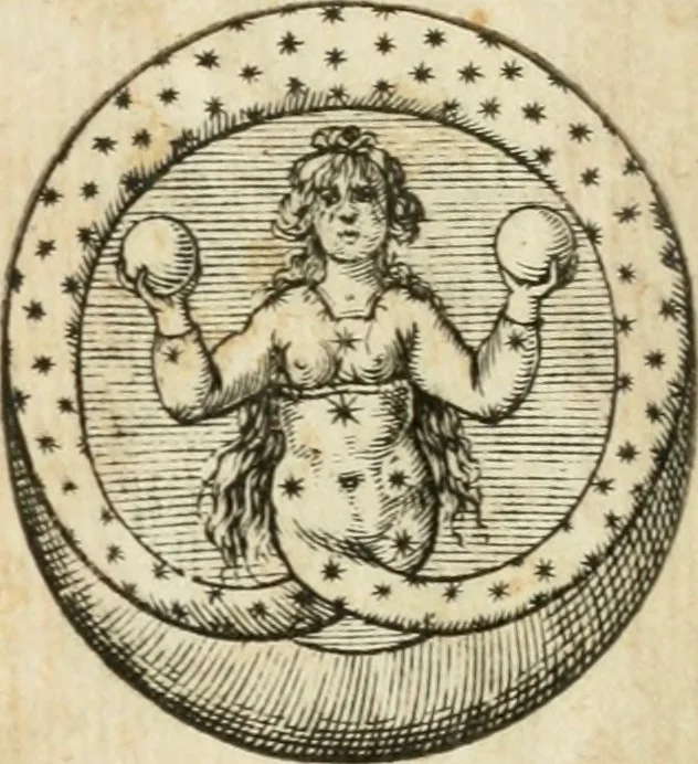 An illustration from Le vere e nove imagini de gli dei delli antichi di Vicenzo Cartari Reggiano. Ridotte da capo a piedi in questa nouissima impressione alle loro reali, & non piu per l'adietro osseruate simiglianze. Cauate da' marmi, bronzi, medaglie, gioie, & altre memorie antiche;, 1615, leaf 54