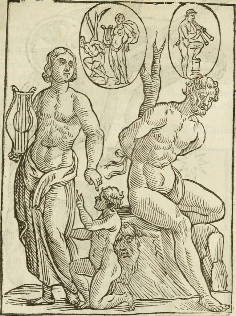 An illustration from Le vere e nove imagini de gli dei delli antichi di Vicenzo Cartari Reggiano. Ridotte da capo a piedi in questa nouissima impressione alle loro reali, & non piu per l'adietro osseruate simiglianze. Cauate da' marmi, bronzi, medaglie, gioie, & altre memorie antiche;, 1615, leaf 544