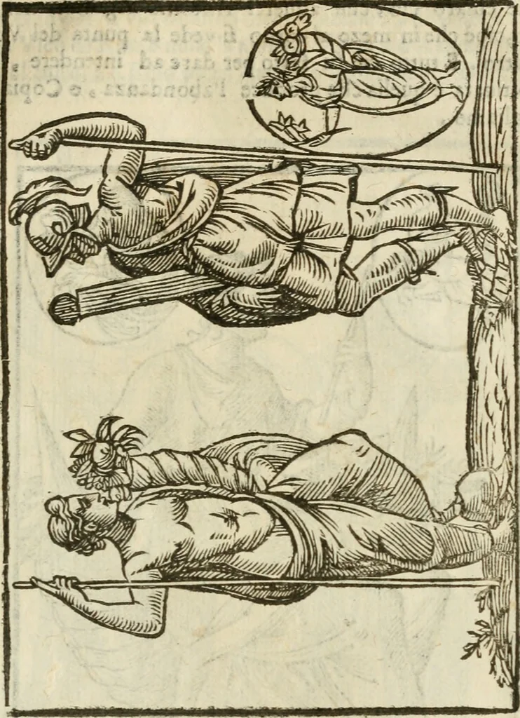 An illustration from Le vere e nove imagini de gli dei delli antichi di Vicenzo Cartari Reggiano. Ridotte da capo a piedi in questa nouissima impressione alle loro reali, & non piu per l'adietro osseruate simiglianze. Cauate da' marmi, bronzi, medaglie, gioie, & altre memorie antiche;, 1615, leaf 552