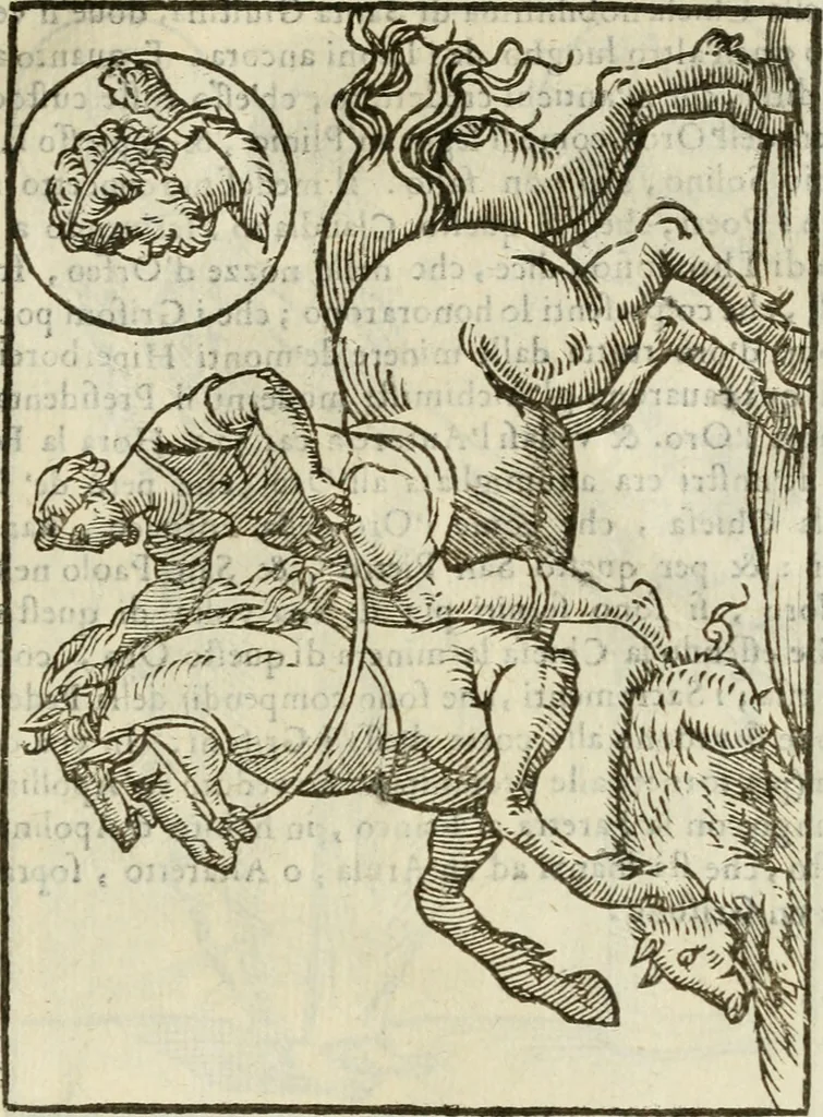 An illustration from Le vere e nove imagini de gli dei delli antichi di Vicenzo Cartari Reggiano. Ridotte da capo a piedi in questa nouissima impressione alle loro reali, & non piu per l'adietro osseruate simiglianze. Cauate da' marmi, bronzi, medaglie, gioie, & altre memorie antiche;, 1615, leaf 584