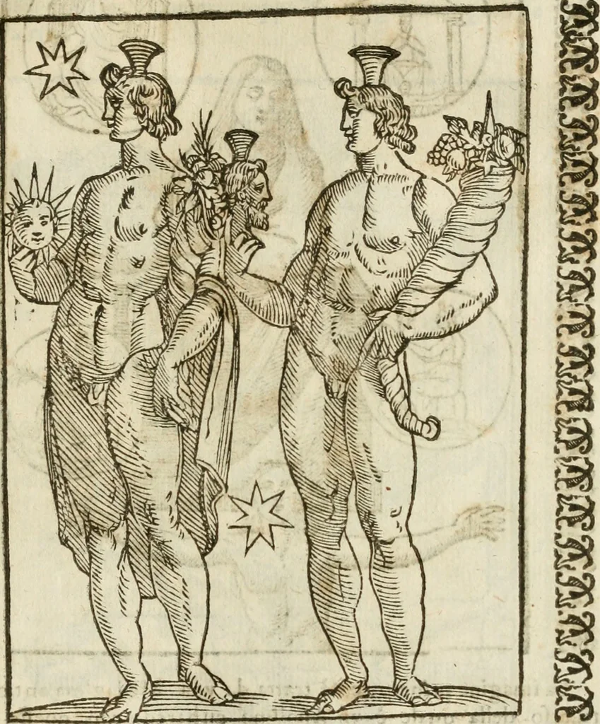 An illustration from Le vere e nove imagini de gli dei delli antichi di Vicenzo Cartari Reggiano. Ridotte da capo a piedi in questa nouissima impressione alle loro reali, & non piu per l'adietro osseruate simiglianze. Cauate da' marmi, bronzi, medaglie, gioie, & altre memorie antiche;, 1615, leaf 600