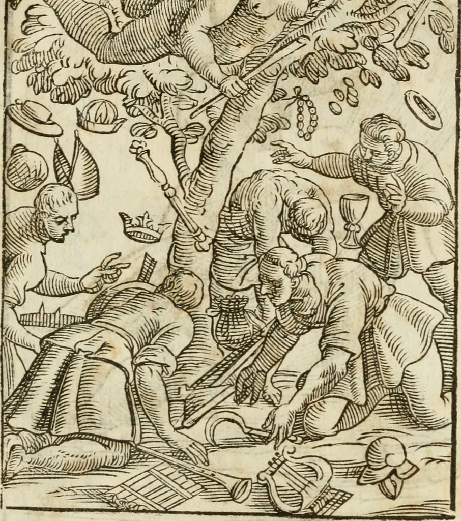 An illustration from Le vere e nove imagini de gli dei delli antichi di Vicenzo Cartari Reggiano. Ridotte da capo a piedi in questa nouissima impressione alle loro reali, & non piu per l'adietro osseruate simiglianze. Cauate da' marmi, bronzi, medaglie, gioie, & altre memorie antiche;, 1615, leaf 606