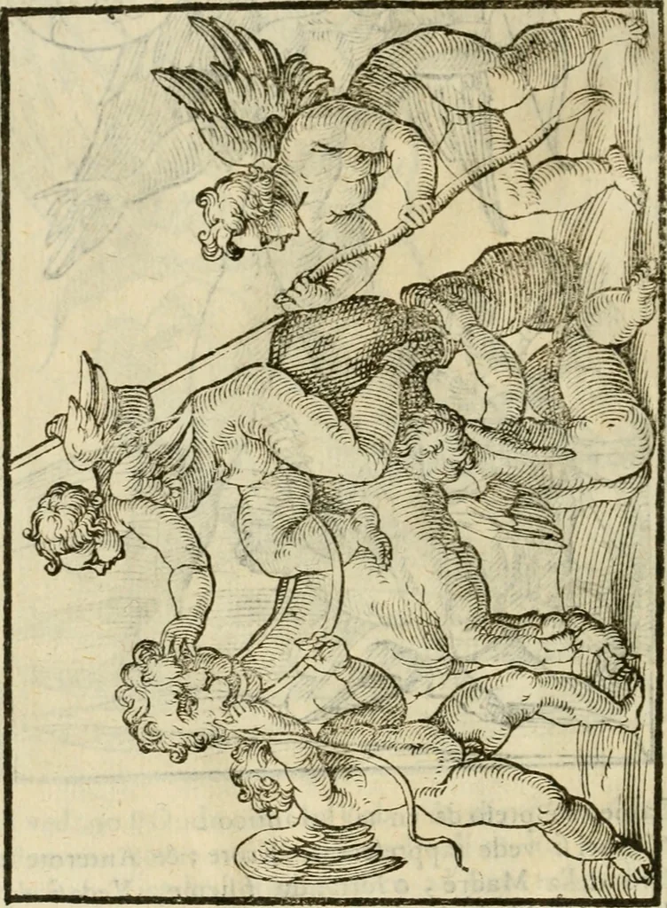 An illustration from Le vere e nove imagini de gli dei delli antichi di Vicenzo Cartari Reggiano. Ridotte da capo a piedi in questa nouissima impressione alle loro reali, & non piu per l'adietro osseruate simiglianze. Cauate da' marmi, bronzi, medaglie, gioie, & altre memorie antiche;, 1615, leaf 609