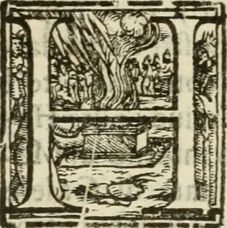 An illustration from Le vere e nove imagini de gli dei delli antichi di Vicenzo Cartari Reggiano. Ridotte da capo a piedi in questa nouissima impressione alle loro reali, & non piu per l'adietro osseruate simiglianze. Cauate da' marmi, bronzi, medaglie, gioie, & altre memorie antiche;, 1615, leaf 612