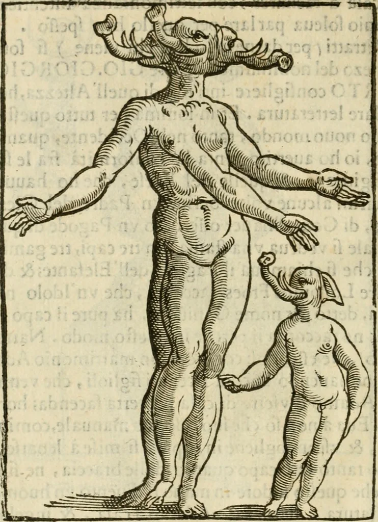 An illustration from Le vere e nove imagini de gli dei delli antichi di Vicenzo Cartari Reggiano. Ridotte da capo a piedi in questa nouissima impressione alle loro reali, & non piu per l'adietro osseruate simiglianze. Cauate da' marmi, bronzi, medaglie, gioie, & altre memorie antiche;, 1615, leaf 639