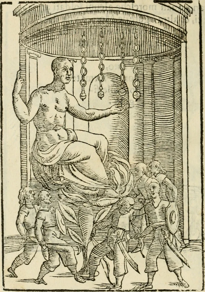 An illustration from Le vere e nove imagini de gli dei delli antichi di Vicenzo Cartari Reggiano. Ridotte da capo a piedi in questa nouissima impressione alle loro reali, & non piu per l'adietro osseruate simiglianze. Cauate da' marmi, bronzi, medaglie, gioie, & altre memorie antiche;, 1615, leaf 645