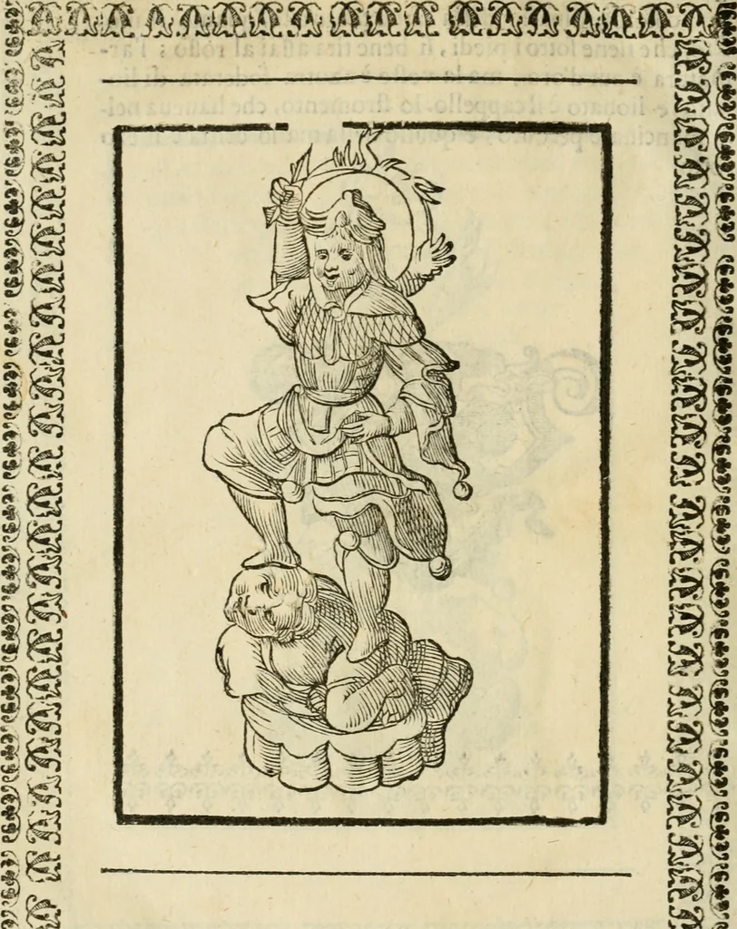 An illustration from Le vere e nove imagini de gli dei delli antichi di Vicenzo Cartari Reggiano. Ridotte da capo a piedi in questa nouissima impressione alle loro reali, & non piu per l'adietro osseruate simiglianze. Cauate da' marmi, bronzi, medaglie, gioie, & altre memorie antiche;, 1615, leaf 671
