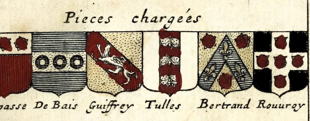 An illustration from Le veritable art du blason : ou les regles des armoiries sont traitées d'vne nouuelle methode, plus aisée que les precedentes : les origines expliquees .., 1659, leaf 203