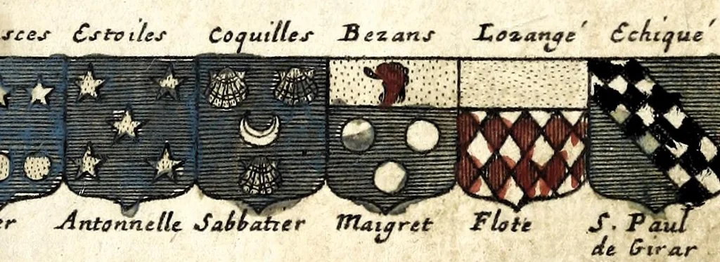 An illustration from Le veritable art du blason : ou les regles des armoiries sont traitées d'vne nouuelle methode, plus aisée que les precedentes : les origines expliquees .., 1659, leaf 207