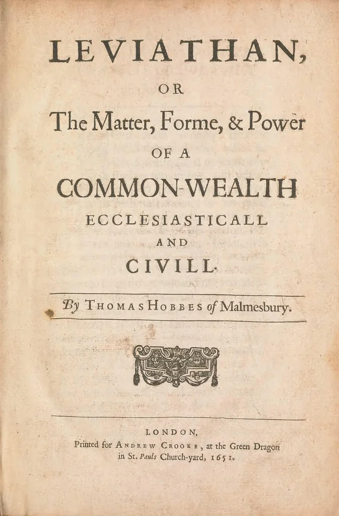 An illustration from Leviathan; or, The matter, forme, & power of a common-wealth, ecclesiasticall and civill, 1651, leaf 7