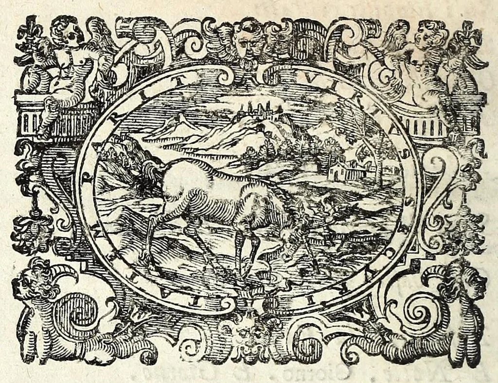 An illustration from Le vicende del tempo : drama fantastico musicale, diuiso in tre azzioni, con l'introduzione di tre balletti : rappresentato nel Gran teatro di Parma, nel passaggio de i serenissimi arciduchi Ferdinando Carlo, Sigismondo Francesco d'Austria, et arciduchessa Anna di Toscana, 1652, leaf 122