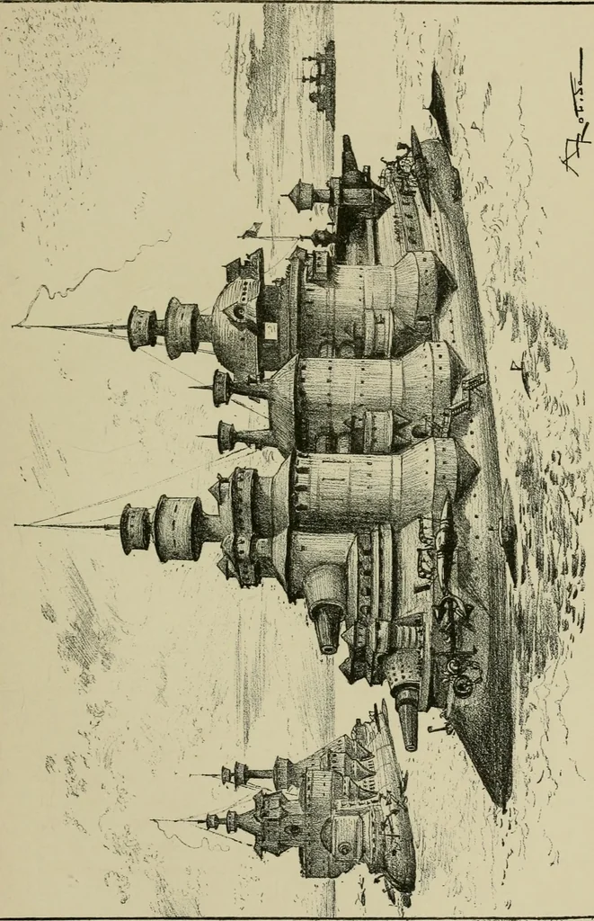 An illustration from Le vingtième siècle: la vie électrique, 1893, leaf 100