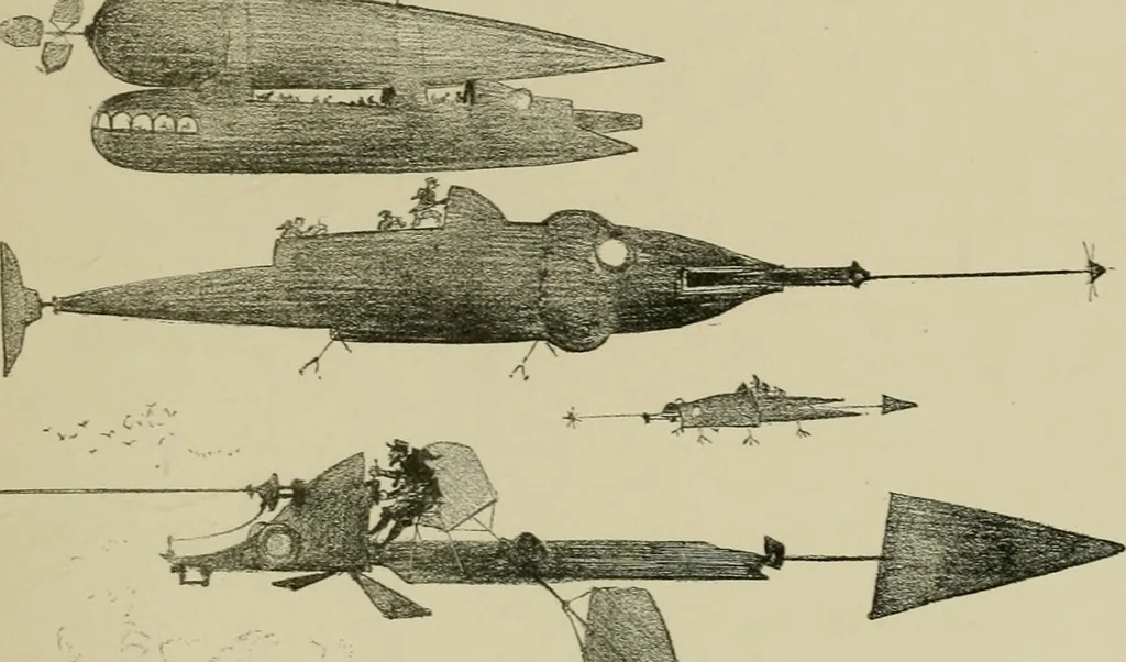 An illustration from Le vingtième siècle: la vie électrique, 1893, leaf 130