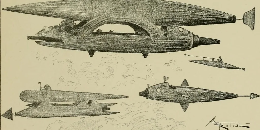 An illustration from Le vingtième siècle: la vie électrique, 1893, leaf 130
