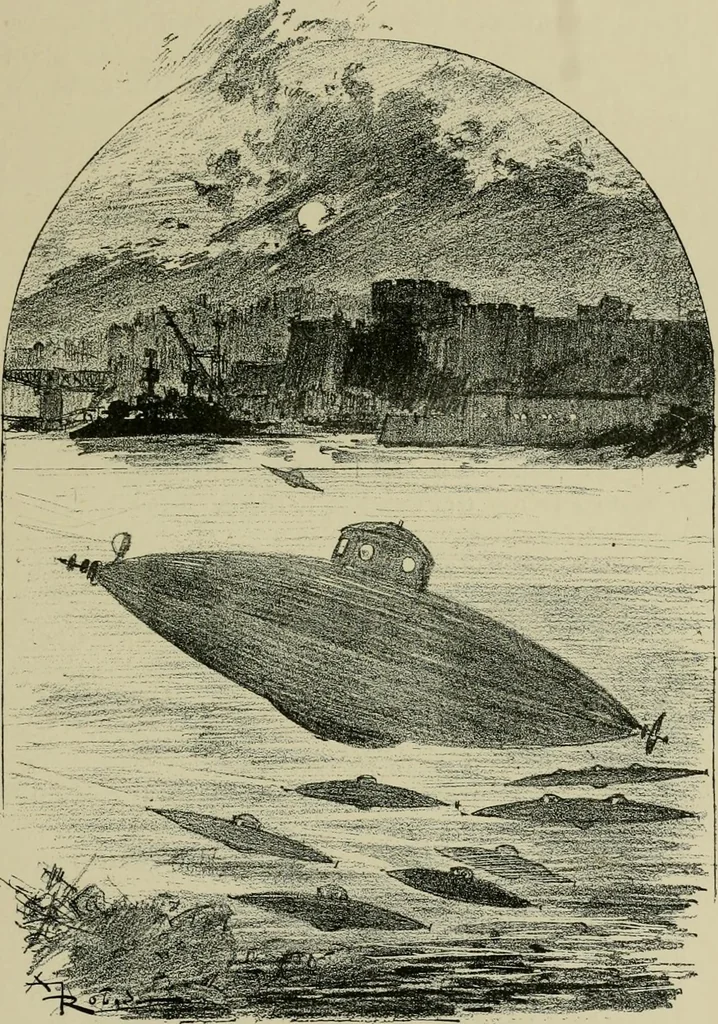 An illustration from Le vingtième siècle: la vie électrique, 1893, leaf 142
