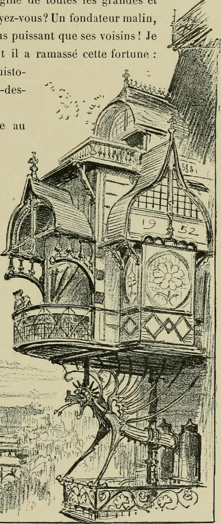 An illustration from Le vingtième siècle: la vie électrique, 1893, leaf 156