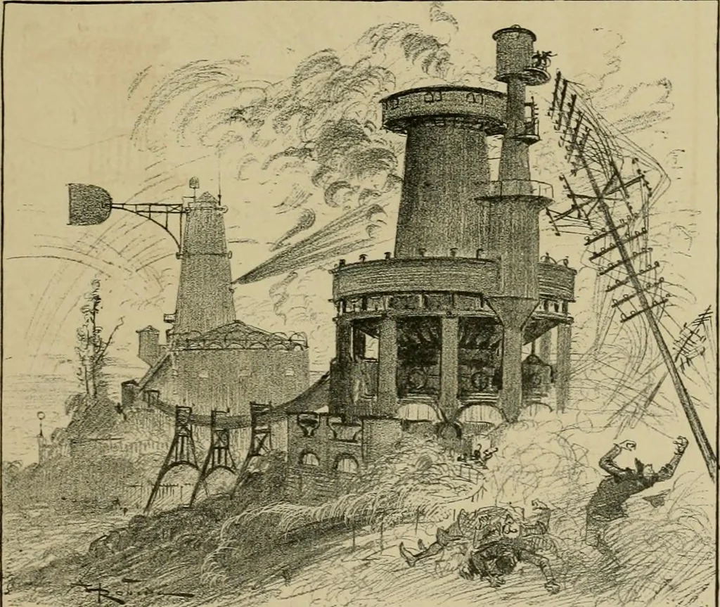 An illustration from Le vingtième siècle: la vie électrique, 1893, leaf 16