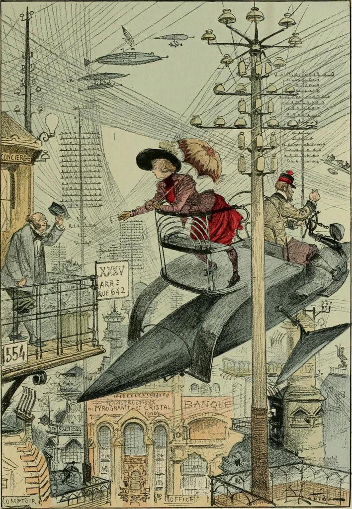 An illustration from Le vingtième siècle: la vie électrique, 1893, leaf 170