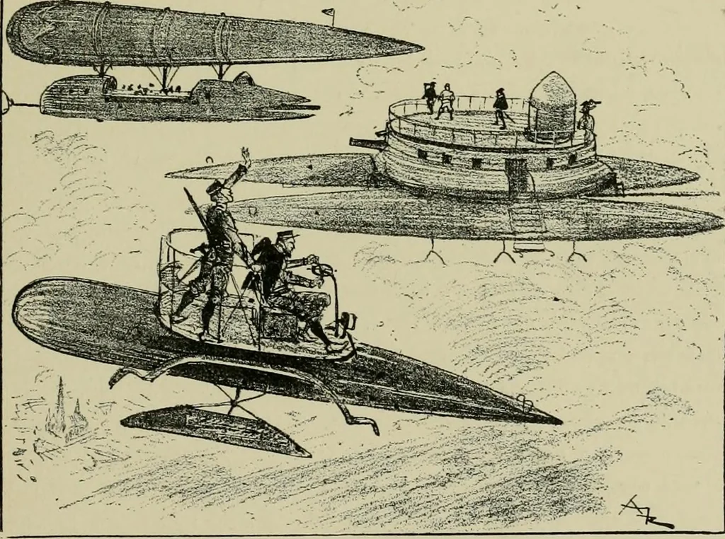 An illustration from Le vingtième siècle: la vie électrique, 1893, leaf 194