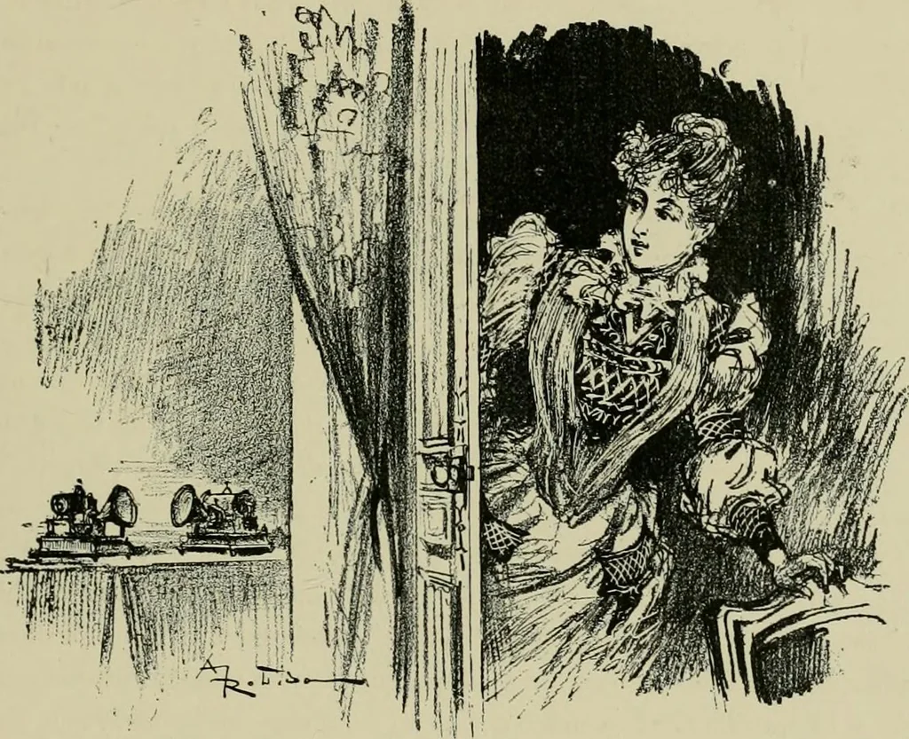 An illustration from Le vingtième siècle: la vie électrique, 1893, leaf 206