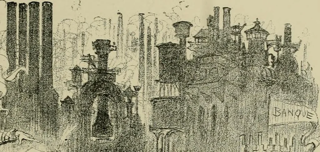 An illustration from Le vingtième siècle: la vie électrique, 1893, leaf 210