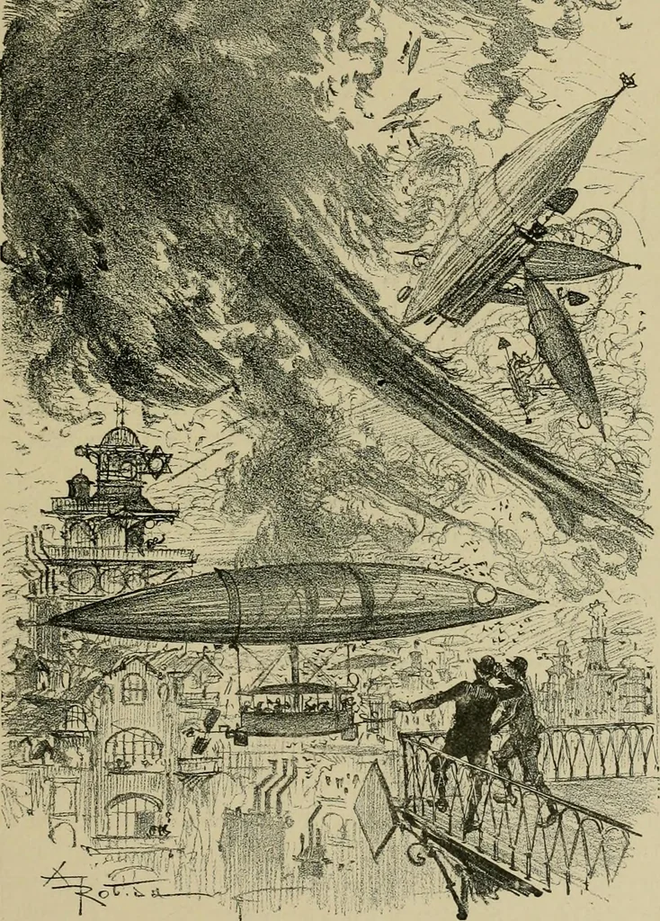 An illustration from Le vingtième siècle: la vie électrique, 1893, leaf 22