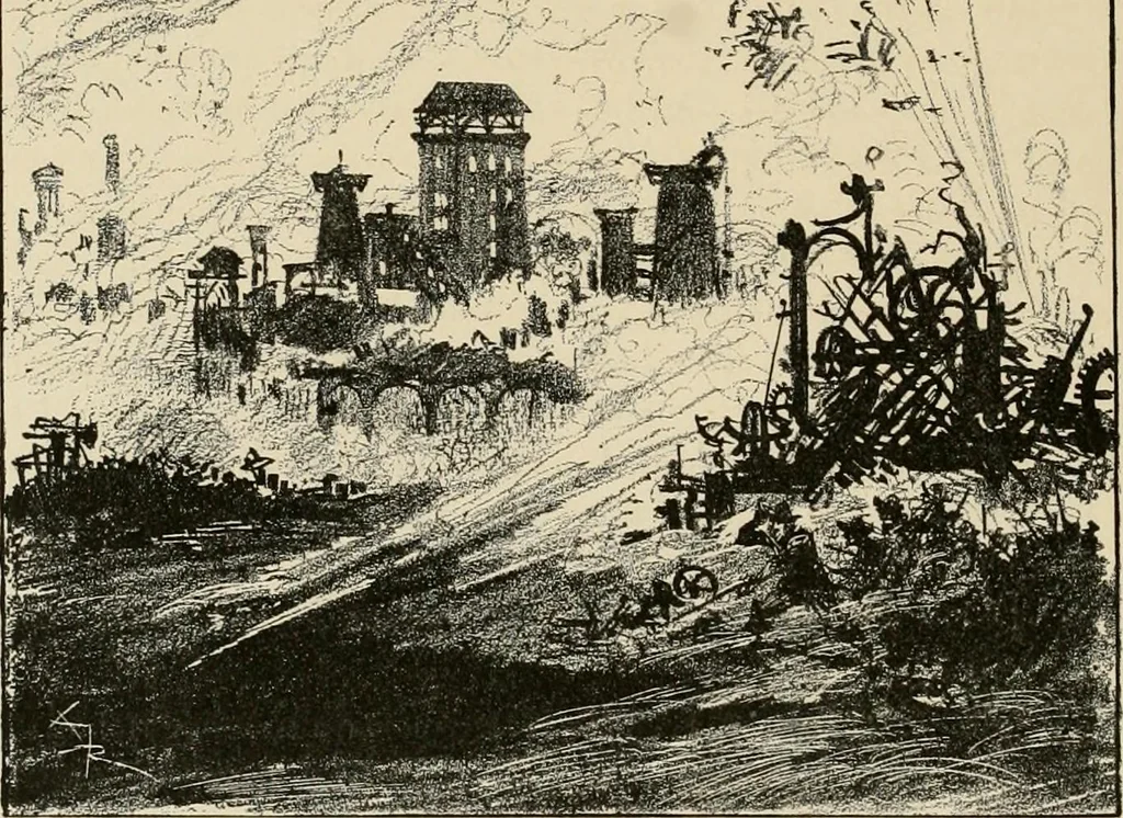 An illustration from Le vingtième siècle: la vie électrique, 1893, leaf 225