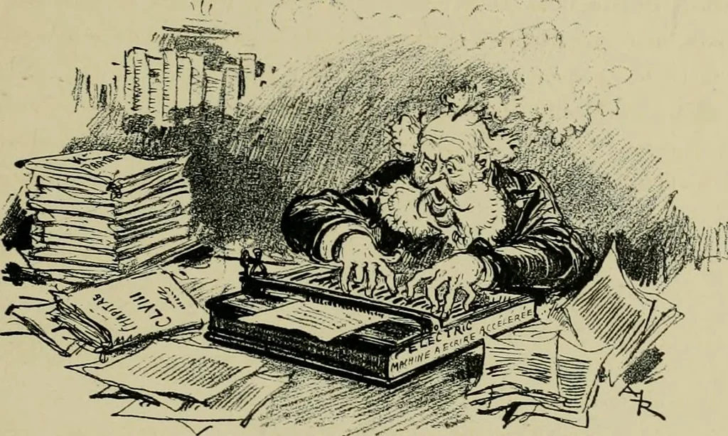 An illustration from Le vingtième siècle: la vie électrique, 1893, leaf 254