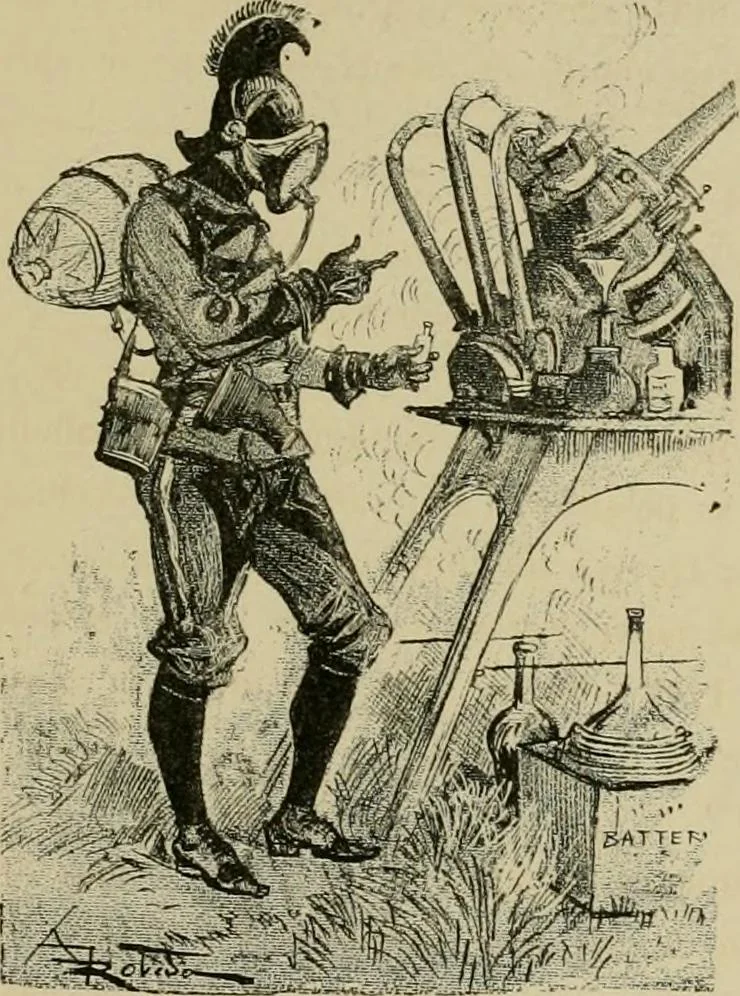 An illustration from Le vingtième siècle: la vie électrique, 1893, leaf 26