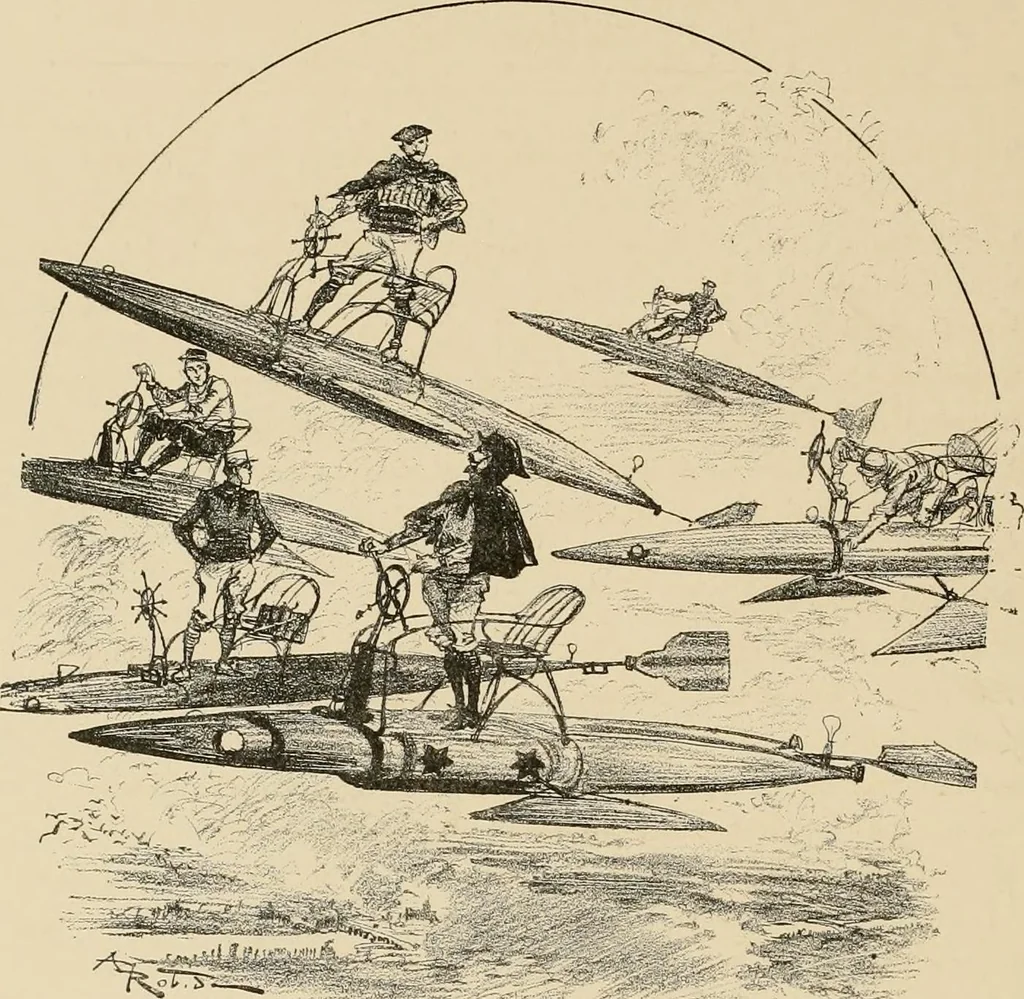 An illustration from Le vingtième siècle: la vie électrique, 1893, leaf 27