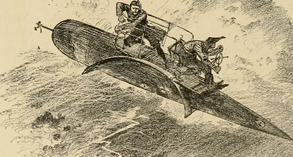 An illustration from Le vingtième siècle: la vie électrique, 1893, leaf 29