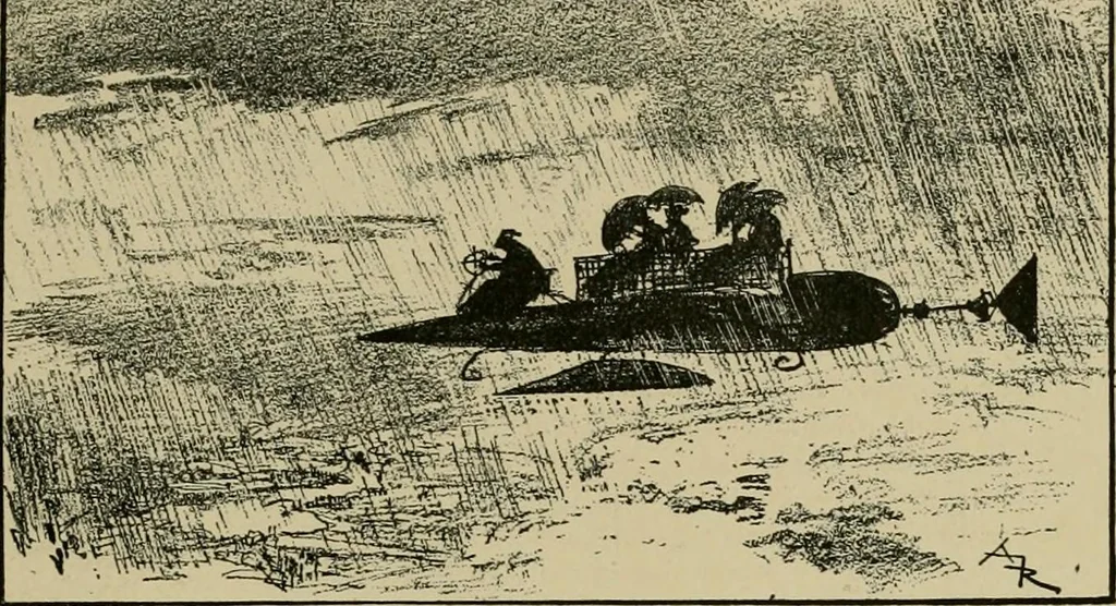 An illustration from Le vingtième siècle: la vie électrique, 1893, leaf 302