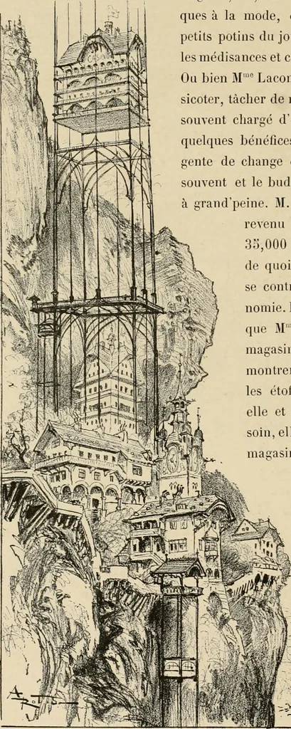 An illustration from Le vingtième siècle: la vie électrique, 1893, leaf 39