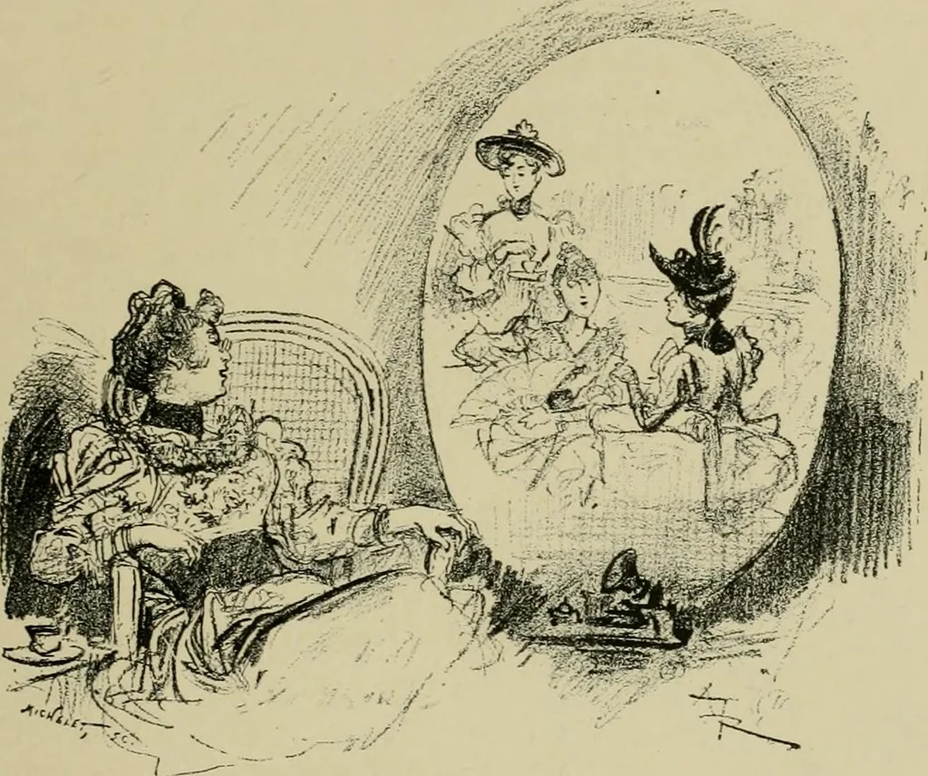 An illustration from Le vingtième siècle: la vie électrique, 1893, leaf 48