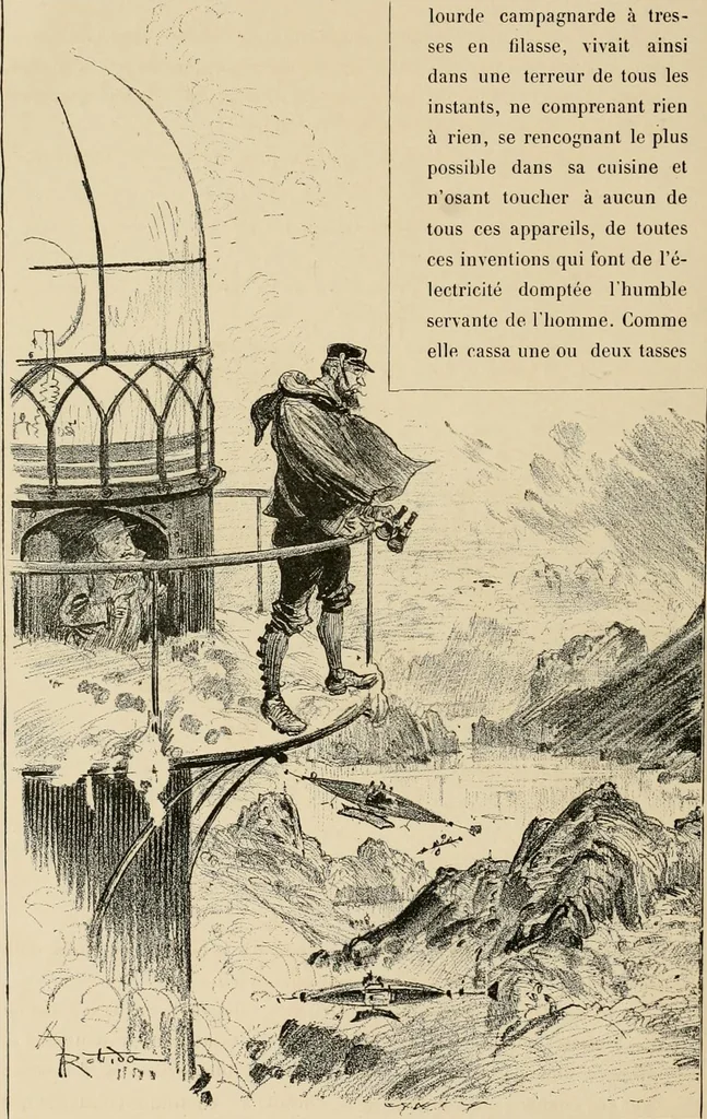 An illustration from Le vingtième siècle: la vie électrique, 1893, leaf 55