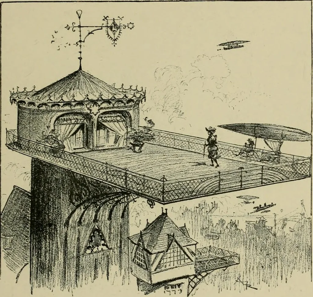 An illustration from Le vingtième siècle: la vie électrique, 1893, leaf 62