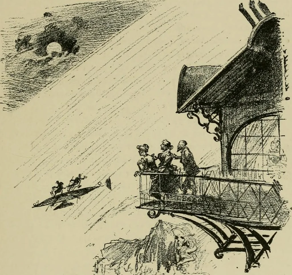 An illustration from Le vingtième siècle: la vie électrique, 1893, leaf 72