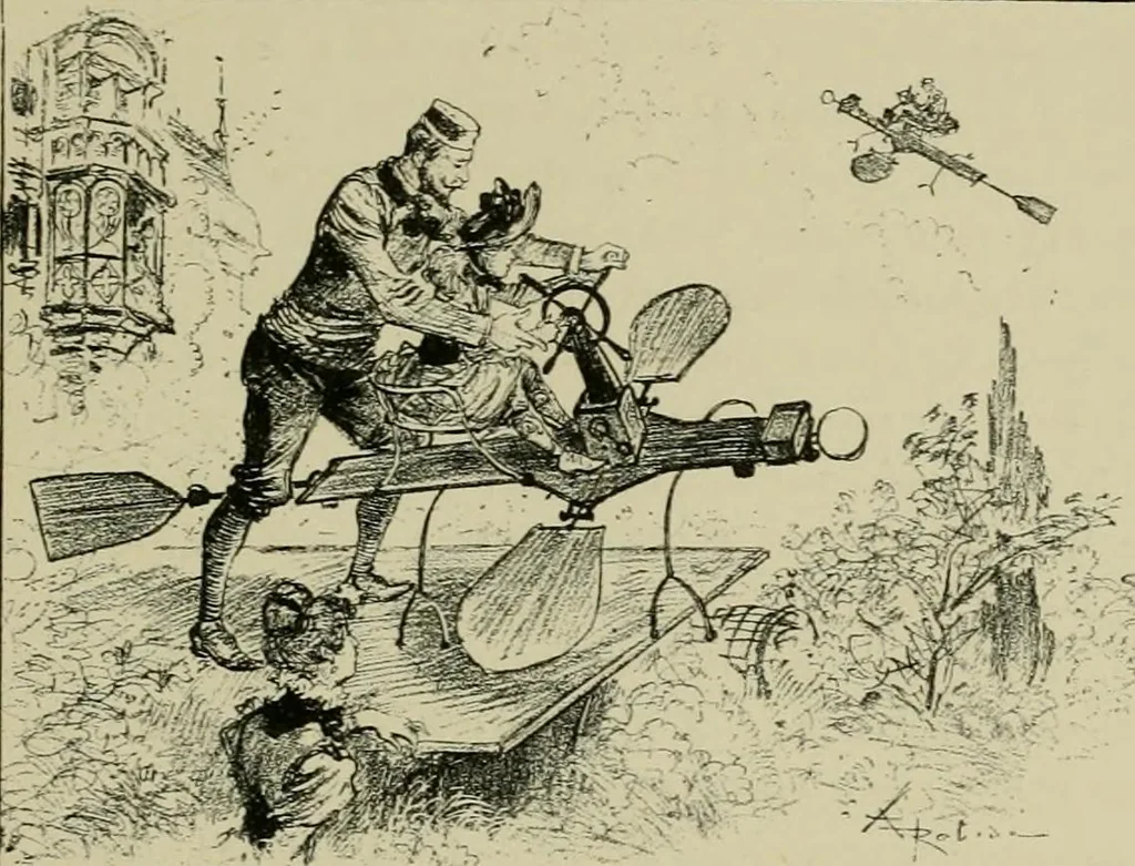 An illustration from Le vingtième siècle: la vie électrique, 1893, leaf 84