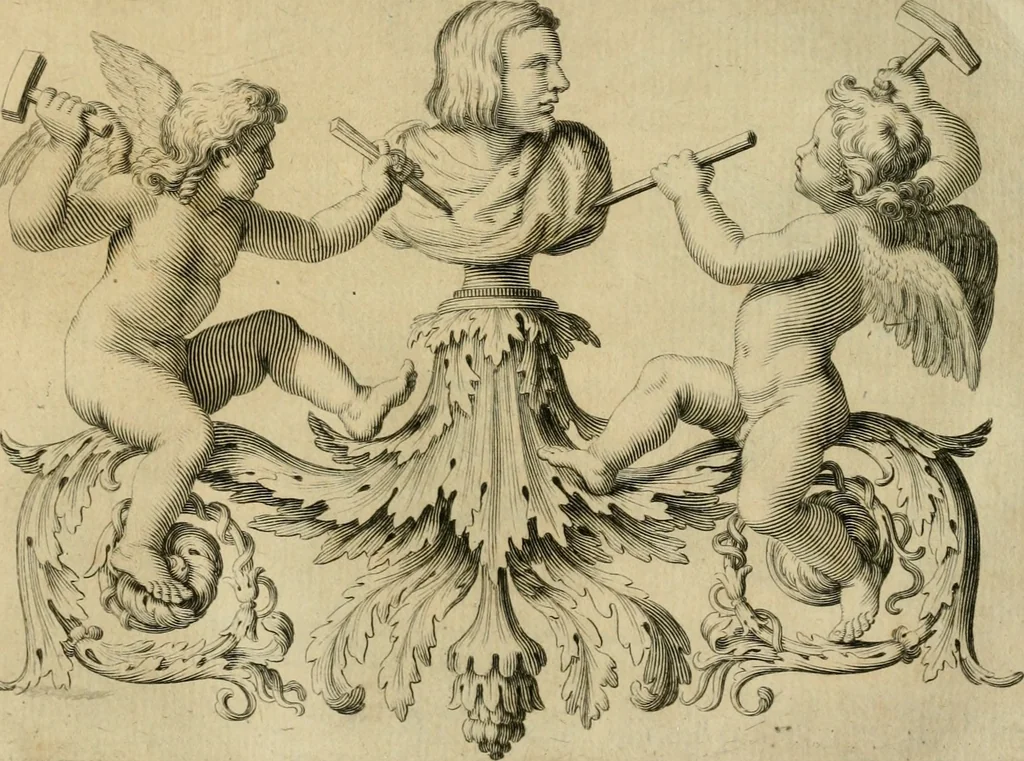 An illustration from Le vite de' pittori, scultori et architetti moderni, 1672, leaf 394