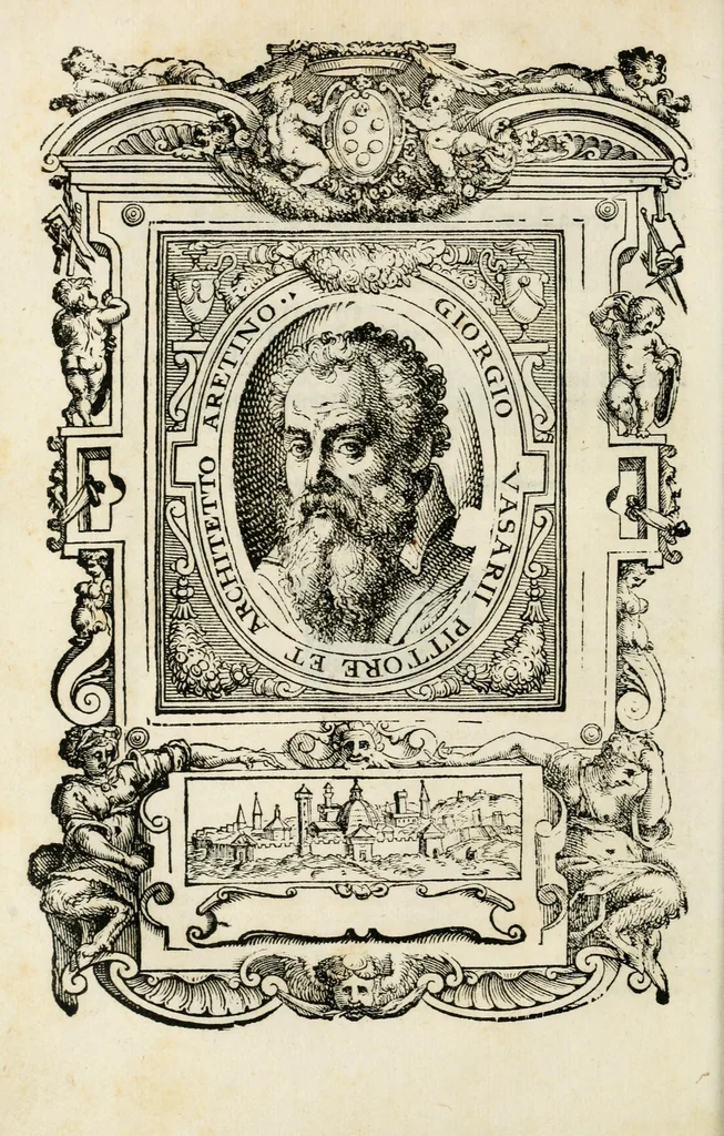 An illustration from Le vite de' piv eccellenti pittori, scvltori, et architettori, 1568, leaf 20