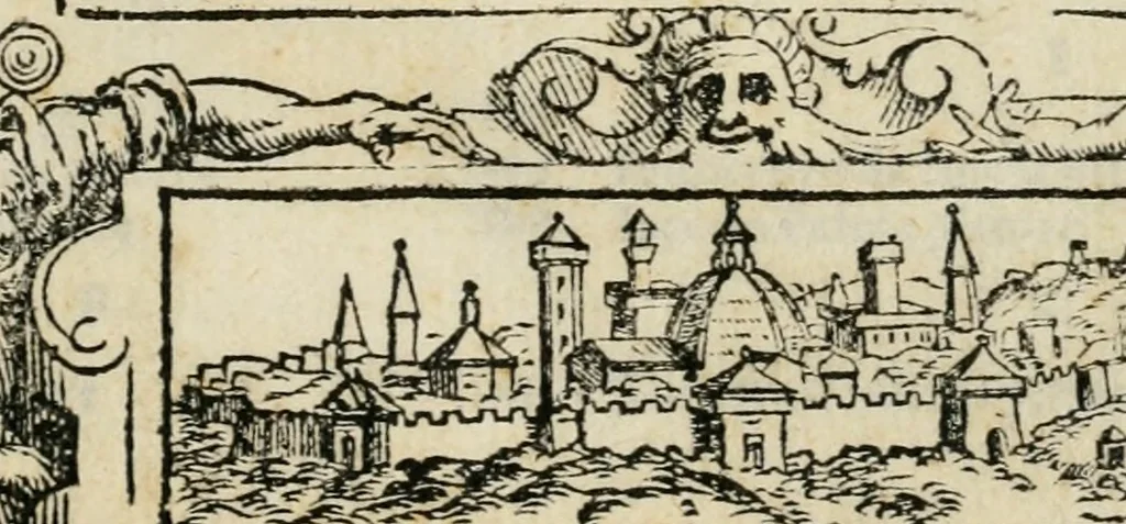 An illustration from Le vite de' piv eccellenti pittori, scvltori, et architettori, 1568, leaf 4